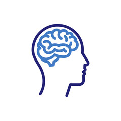 Profile of a person with a brain thin line icon. Vector illustration symbol for psychological insight, personality, and cognitive function concept