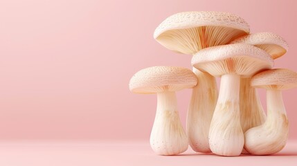Trumpet mushroom king pleurotus eryngii elegantly showcased on soft pastel background