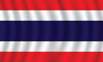 Flat Illustration of Thailand national flag. Thailand flag design. Thailand wave flag.
