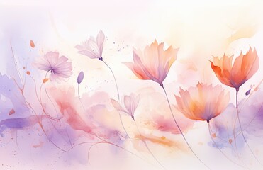 Nature and flower of summer and spring watercolor background illustration