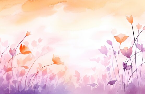 Nature and flower of summer and spring watercolor background illustration
