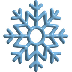 3D Snowflake, transparent background, illustration