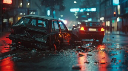 Obraz premium Car Crash Traffic Accident Scene