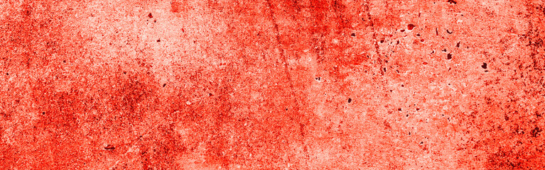 Panoramic red wall texture. Red grunge abstract background