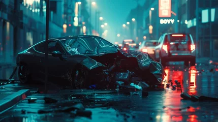 Fotobehang Car Crash Traffic Accident Scene © ArtBox