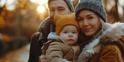 Obraz premium Man and Woman Holding Baby