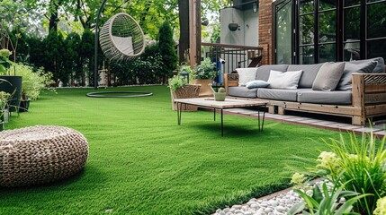Transform your outdoor space with our rolled artificial grass carpet on a white background. Elevate your exterior design effortlessly!