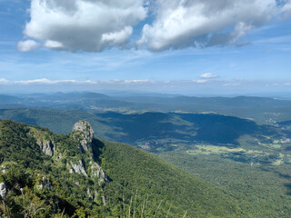 Fototapeta premium Horizontal view of mountain peak on Klek. Klek is mountain in north-western Croatia, near Ogulin in Karlovac County. It is the easternmost mountain of the Velika Kapela range of the Dinaric Alps. 