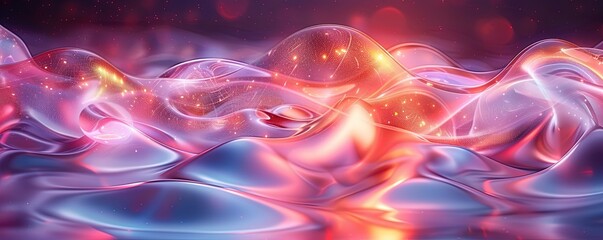 Fototapeta premium Metallic abstract wavy liquid background layout design tech innovation