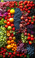 Naklejka na ściany i meble Variety of fresh fruits