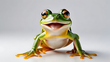 funny frog on a white background. for the postcard. with copy space