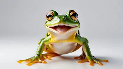 Foto op Canvas funny frog on a white background. for the postcard. with copy space © Эля Эля