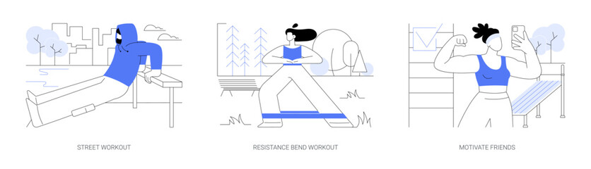 Fitness training isolated cartoon vector illustrations se