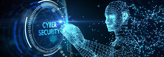 Cyber security data protection business technology privacy concept. 3d illustration - obrazy, fototapety, plakaty