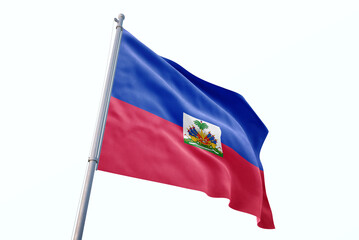 Waving flag of Haiti in white background. Haiti flag for independence day. The symbol of the state on wavy fabric.