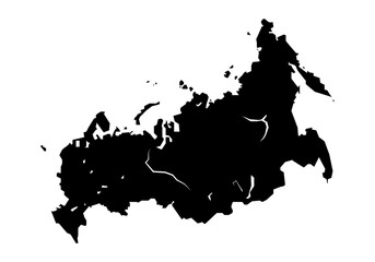 Silueta del mapa de Rusia en negro © Montsilus
