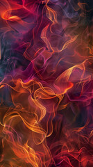 Naklejka premium Color smoke. Paint water mix. Fire flame. Red yellow burning glowing glitter texture on dark black. Abstract art background