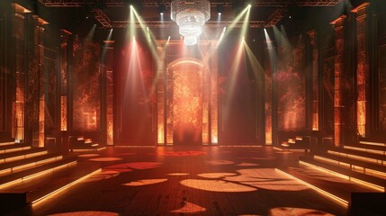 A stage design with dynamic lighting effects to create dramatic ambiance.