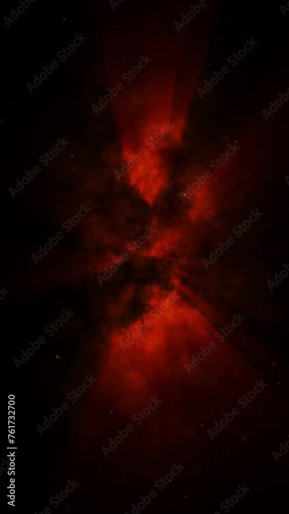 Wall mural vertical red volume light smoke 4k loop features animated smoke with red volume lights shining throu