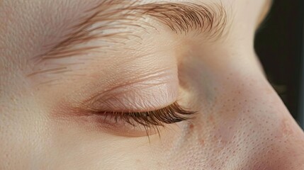 Naklejka premium Close up photo of a childs closed eyes
