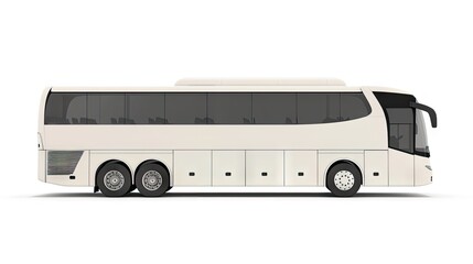 premium isolated image of a big white tour bus from the side. Perfect for travel brochures and tour company advertisements!