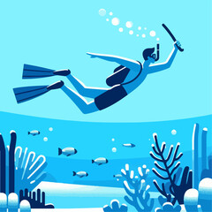 Illustration of person snorkeling