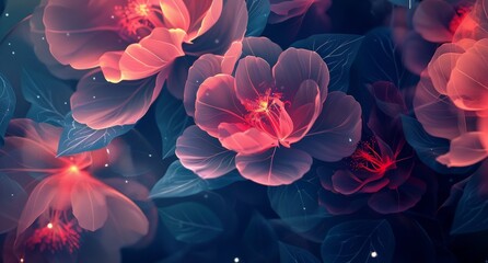 A group of colorful flowers attached to a wall, creating a vibrant and decorative display. - obrazy, fototapety, plakaty