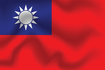 Flat Illustration of Taiwan national flag. Taiwan flag design. Taiwan wave flag.
