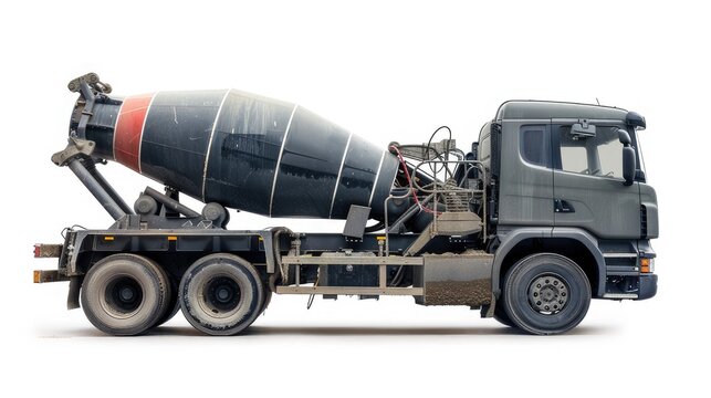 Enhance your projects with our high-quality isolated image of a concrete mixer truck, perfect for construction presentations and contractor advertisements!