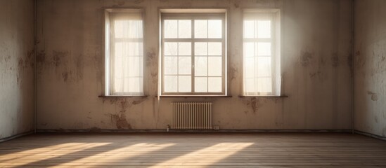 Empty room with closed window 