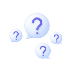 3D Question mark on Speech Bubble. Ask for a help sign. FAQ questionnaire symbol