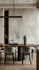 Modern dining room with minimalist decoration