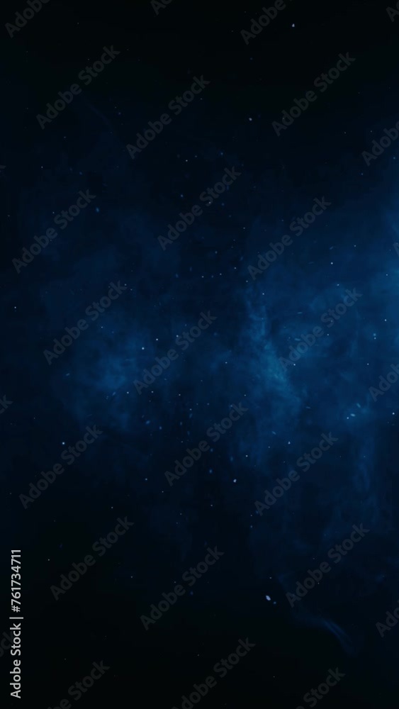 Canvas Prints vertical smoke and debris space flight blue 4k loop features a camera view flying slowly through a b