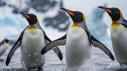 a scene from antarctica of penguins