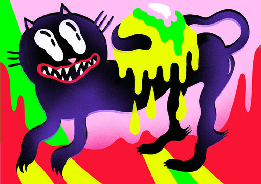 Cat with melting sun