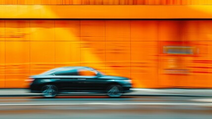 blurred car with orange background