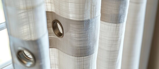 A detailed shot of a white curtain with gaps in the fabric, resembling the pattern of a tires tread or a metal rim design