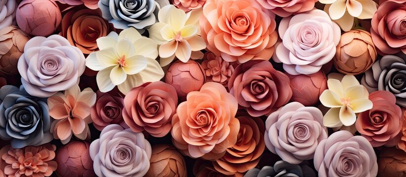 The picture displays a variety of roses, including hybrid tea roses, in different colors such as pink, blue, and more. They are great for flower arranging and creative arts