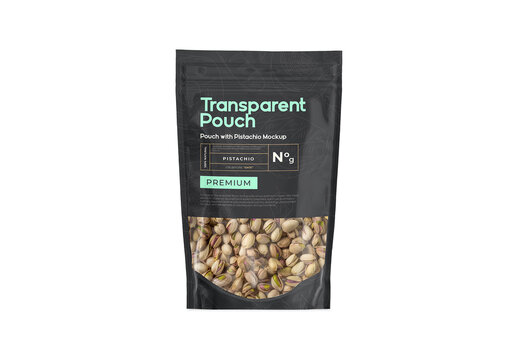 Transparent Pouch with Pistachio Mockup