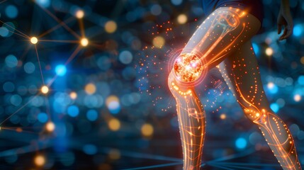 Augmented reality animation of vfx joint and knee pain from leg trauma or arthritis