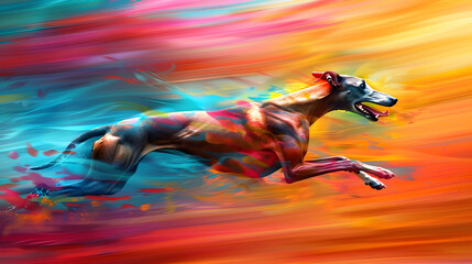 Obraz na płótnie Canvas Abstract Artistic Rendering of a Running Greyhound