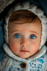 Portrait of a baby with big eyes. Selective focus.