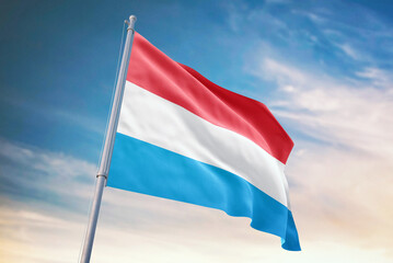 Waving flag of Luxembourg in white background. Luxembourg flag for independence day. The symbol of the state on wavy fabric.