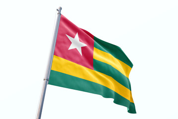 Waving flag of Togo in white background. Togo flag for independence day. The symbol of the state on wavy fabric.