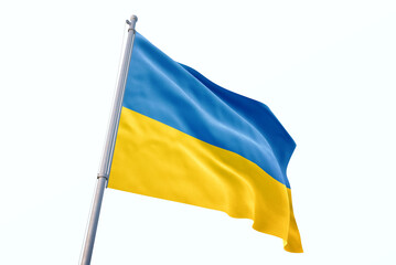 Waving flag of Ukraine in white background. Ukraine flag for independence day. The symbol of the state on wavy fabric.