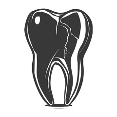 Silhouette cavity tooth black color only full body
