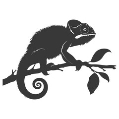 Silhouette chameleon Animal black color only full body - obrazy, fototapety, plakaty