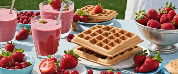 Summer treats such as strawberries, ice cream, waffles, smoothies, and desserts are enjoyed in the...