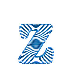 Fototapeta na wymiar White symbol with blue ultra thin horizontal straps. letter z