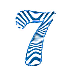 White symbol with blue ultra thin horizontal straps. number 7